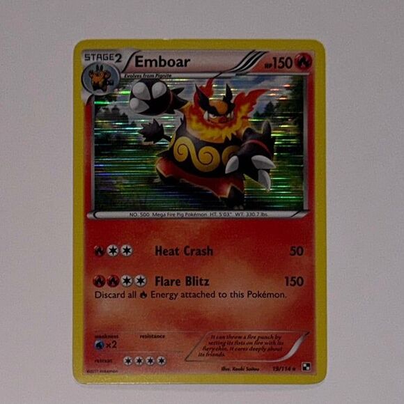 POKEMON CARD: HOLO Emboar #19/114 (Pokemon Black & White) - Picture 1 of 2